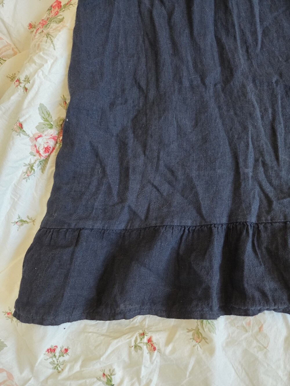 Frances Bertini Navy Blue Made in Italy 100% Linen Smocked Maxi Dress Sz M 🇮🇹 - Picture 12 of 14